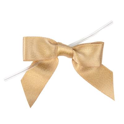 Pre-tied Metallic Champagne Bows 25 Pack 3 1/2