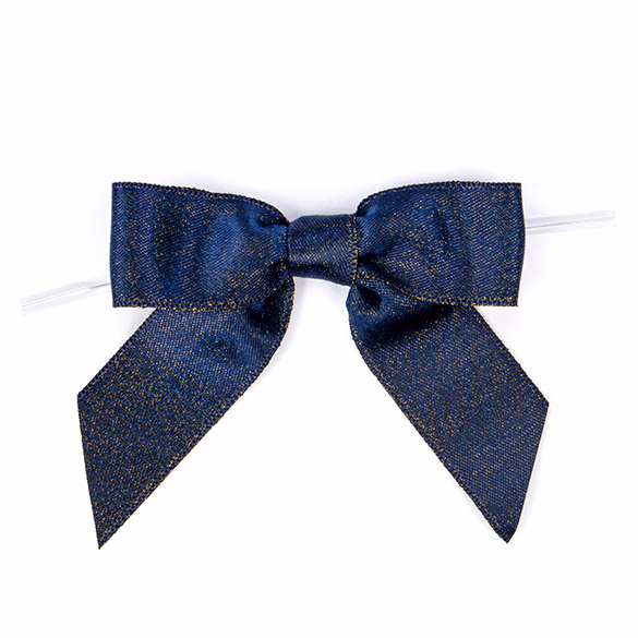 Pre-tied Metallic Midnight Bows 25 Pack 3 1/2" x 1"