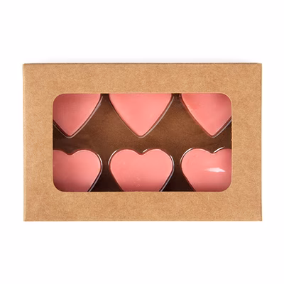 Kraft Artisan Candy Box Set, Heart Insert 2 3/4" x 13/16" x 4 1/16" 25 pack