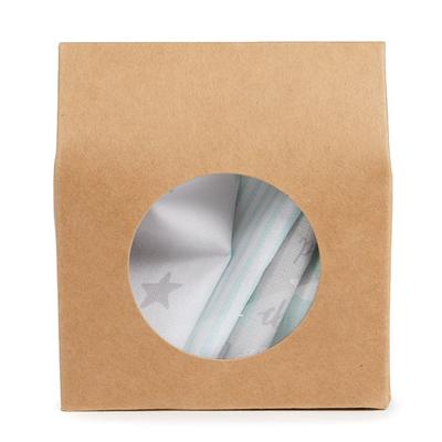 Kraft Tote Favor Boxes with Circle Window 3 1/2" x 1 1/2" x 4" 25 pack