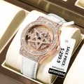 POEDAGAR-Montre-bracelet de luxe en cuir pour femme montres à quartz pour femme diamant étanche