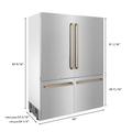 "ZLINE 60"" Autograph Edition 32.2 cu. ft. Built-in 4-Door French Door Refrigerator with Internal Water and Ice Dispenser in Fingerprint Resistant Stainless Steel with Champagne Bronze Accents - Zline Kitchen and Bath RBIVZ-SN-60-CB"