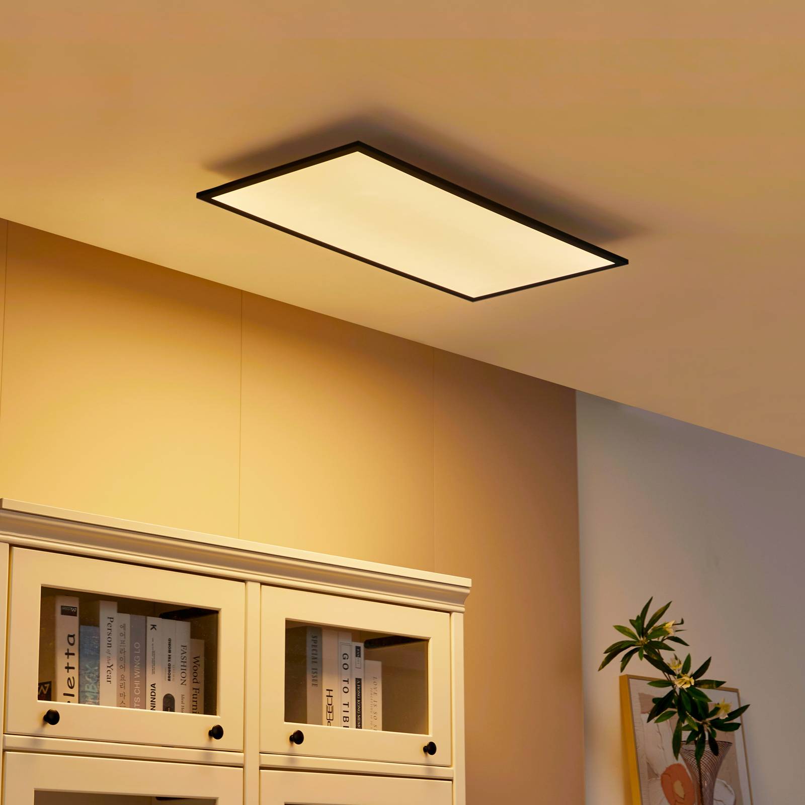 LED Panel Lamin Lindby, dimmbar, schwarz, für Wohn- / Esszimmer, Modern, LED Deckenleuchte