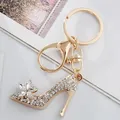 High Heel Shoe Keychain Rhinestone Crystal Purse Car Key Chain Bag Decorative Alloy Keyring