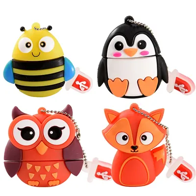 Niedliche Cartoon Tier Pinguin USB-Flash-Laufwerke Eule Pen Drive 32GB Fuchs Memory Stick 16GB Biene Image
