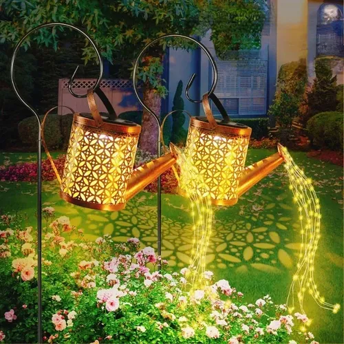 Solar Wasserkocher Licht Outdoor Garten Bewässerung kann Wasser Rasen Licht Hohl Eisen Retro Garten