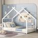 Metal Twin/Full Size Metal House Bed Playhouse with Roof, Platform Bed Frame