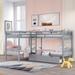 Twin Over Twin Bunk Bed for 4, L-Shaped Bunk Beds Wooden Bunk Bed Frame with Storage Drawers & Guardrails, No Box Spring Needed