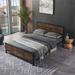 Metal Platform Bed Frame with Wooden Headboard and Footboard