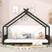 Metal Twin/Full Size Metal House Bed Playhouse with Roof, Platform Bed Frame