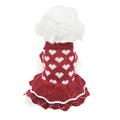 Christmas Small Dog Sweaters Female Girl Red Winter Warm Dog Princess Dress Clothes Dachshund Chihuahua Corgi (M(Bust 15.7inch) Red Heart)