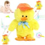 Easter Duck Plush Talking Dancing Toys Repeats What You Say Singing English Songs Interactive Talking Stuffed Animal Toy Figures for Toddlers 1-3 Years Old