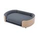 Elevated Dog Cat Bed with Solid Wood legs and Bent Wood Back 39 W Pet Sofa with Movable and Detachable Cushion Accent Lounging Bed for Small Medium Dog Cat 38.58 L * 26.77 W * 11.02 H