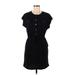 Aqua Casual Dress - Mini Crew Neck Short sleeves: Black Solid Dresses - Women's Size Medium