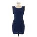 BCBGeneration Casual Dress - Sheath Scoop Neck Short sleeves: Blue Print Dresses - Women's Size 6