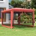 Irfora Party Tent with 4 Mesh Sidewalls Red 9.8 x13.1 HDPE