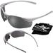 Impact Wrap Around Safety Glasses OSHA compliant ANSI Z87.1+ Frame Color: Silver