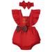 Newborn Baby Girl Rompers Christmas Clothes Newborn Baby Bodysuits with Headband