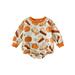 Toddler Infant Baby Girl Boy Halloween Outfit Pumpkin Sweatshirt Oversized Onesie Bubble Romper Sweater Clothes
