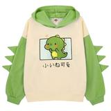 Little Girls Hoodies Dinosaur Hoodie Pullover Sweatshirt Cute Raglan Sleeve Splice Cartoon Hooded Winter Kids Casual Tops Green 8 Years-9 Years