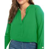 Plus Size Women's Mandarin Collar Tunic by ELOQUII in Kelly (Size 16)