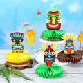 12 Pieces Hawaiian Tiki Statue Party Decorations Tiki Statue Honeycomb Table Centerpiece Party Supplies for Summer Hawaiian Luau Party Birthday Wedding Home Favor