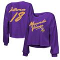 Women's Majestic Threads Justin Jefferson Purple Minnesota Vikings Name & Number Off-Shoulder Script Cropped Long Sleeve V-Neck T-Shirt