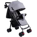 Baby Four-Wheeled Trolley, Ultra Light Small Foldable Travel Buggy, Light Folding Baby Stroller with Reclining Function, Can Sit, Lie Down and Sleep, Easy to Fold Pram,Grey