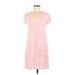 Casual Dress - Mini Scoop Neck Short sleeves: Pink Solid Dresses - Women's Size Medium