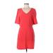 BCBGeneration Casual Dress - Mini V-Neck Short sleeves: Red Solid Dresses - Women's Size Medium