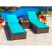 Latitude Run® Sorrento 76.5" Long Reclining Chaise Lounge Set w/ Cushions & Table Wicker/Rattan in Gray | Outdoor Furniture | Wayfair