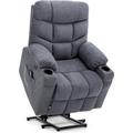 Red Barrel Studio® Power Lift Assist Recliner Chair w/ Heated & Massage in Blue/Brown | 41.7 H x 35.4 W x 36.6 D in | Wayfair