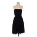 White House Black Market Cocktail Dress - Party Strapless Sleeveless: Black Solid Dresses - Women's Size 4