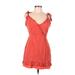 lost & wander Casual Dress - Mini Plunge Sleeveless: Red Print Dresses - Women's Size Medium