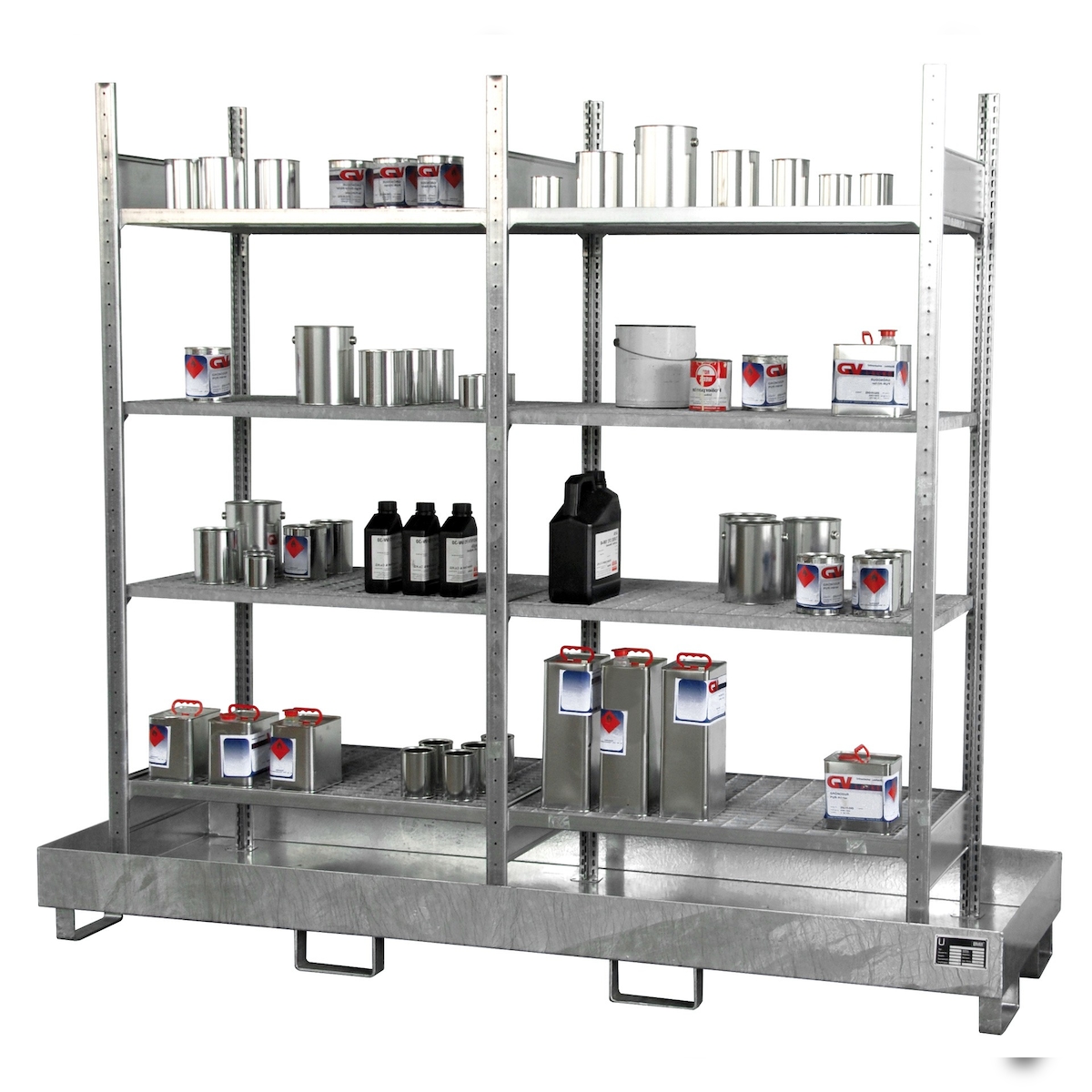 Bauer Kleingebinderegal mit Auffangwanne 3023 4E verzinkt Umwelt Lagertechnik Image