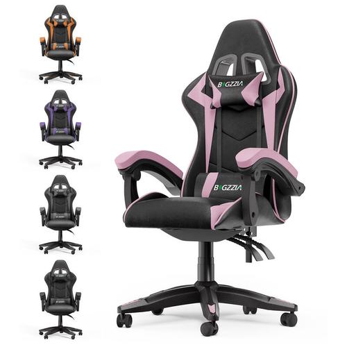 Bigzzia - Gaming Stuhl bis 136kg Gamer Stühle mit Lendenkissen + Gaming-Stühle Kopfstütze - Gaming