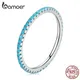 Bamoer Echtem 925 Sterling Silber Einfache Elfen Vergoldet Platin Finger Ring für Frauen Blau CZ