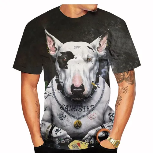 Lustige Bullterrier T-Shirts Haustier Hund 3D-Druck Streetwear Männer Frauen Mode übergroße Kurzarm