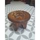 Hand Made Round Carved Display Table with Gothic Style Legs Mid Brown