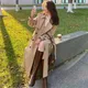 Streetwear Loose Trench Coat Midi Length Fashion Korean Elegant Khaki Black Women's Windbreaker Coat
