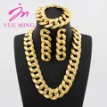 YM Jewelry Set for Women Copper Necklace Earrings Dubai Gold Plated Bracelet African Fashion 3PCS