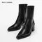2023 New High Heels Women Short Boots Elegant Pointed Toe Office Lady Shoes Woman Genuine Leather