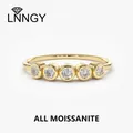 Lnngy 3MM Moissanite Bezel Ring Certified Original 925 Sterling Silver Wedding Band For Women