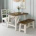 Farmhouse 4-Piece Dining Table Set Solid Wood Kitchen Table Set with Bench for Small Places