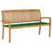 Irfora Stacking Patio Bench with Cushion 62.6 Solid Teak Wood