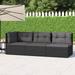 Irfora 3 Piece Patio Set with Cushions Black Poly Rattan