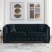 77" Chesterfield 3-Seater Sofa Velvet Upholstered Sofa with Buttoned Tufted Backrest and Rolled Arms Nailhead Trim Design