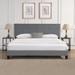 Grey King Size Upholstered Platform Bed Frame With Button