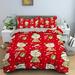 Christmas Gift Bedding Bed Set Santa Claus Xmas Tree Reindeer Snow Pattern Duvet Cover Set