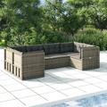 vidaXL 6 Piece Patio Lounge Set with Cushions Gray Poly Rattan